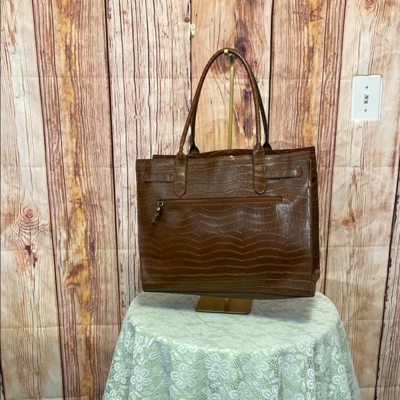 Bueno Large Faux Leather Croc Tote Bag Multiple Sections & Design - Picture 3 of 12
